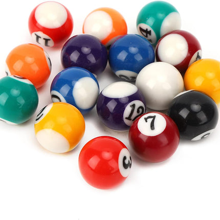 16 Pc Mini Billiard Balls 0.98", Resin Pool Balls for Kids Tabletop Games Decor