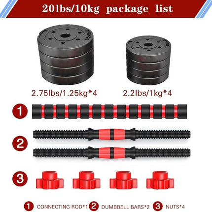 Adjustable Dumbbell Set of 2 Converts to Barbell for Home Gym Workouts