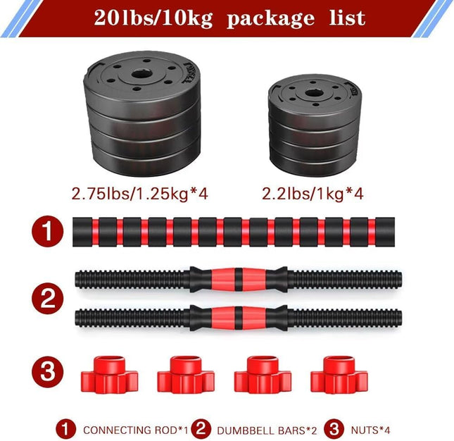 Adjustable Dumbbell Set of 2 Converts to Barbell for Home Gym Workouts
