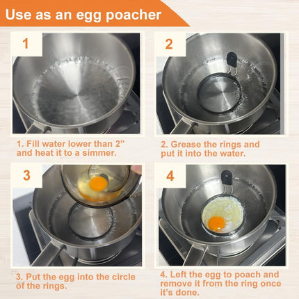 4 Pack 3.5" Nonstick Egg Rings for Cooking Pancakes English Muffins Burger Sandwich
