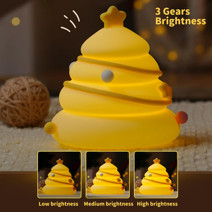 LED Christmas Tree Night Light – Dimmable Silicone Lamp for Kids & Nursery