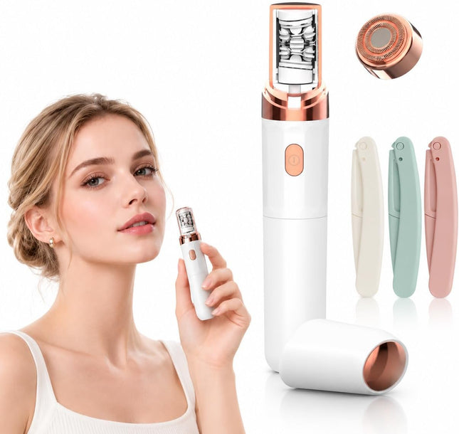 2-in-1 Epilator & Shaver for Women, Facial Hair Removal Device with LED Light, White