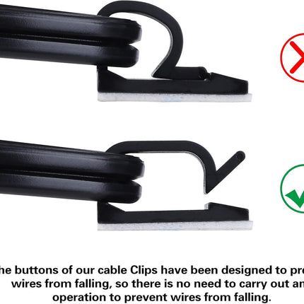 120Pcs Adhesive Cable Clips Black Wire Organizer Cord Holder for Home Office