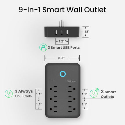 Smart Plug Outlet Extender – 3 Smart Outlets & 3 USB, Alexa & Google Home