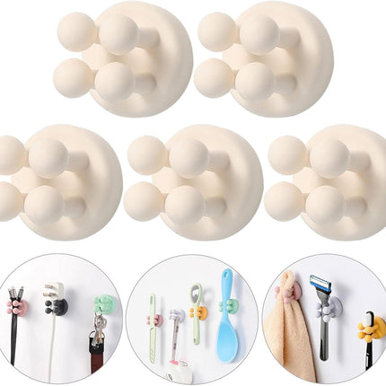 5 Pack Self-Adhesive Silicone Hook Holders for Bathroom, Kitchen & Office