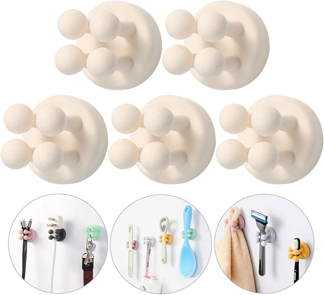 5 Pack Self-Adhesive Silicone Hook Holders for Bathroom, Kitchen & Office