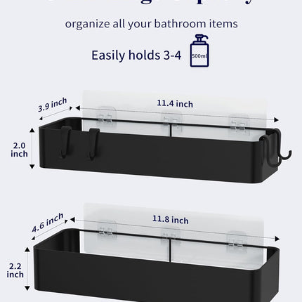 2 Pack Shower Caddy Black Rustproof Metal Shelves No Drill Bathroom Storage
