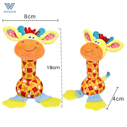 Baby Teether Rattle Toy, Soft Giraffe Plush Stroller Toy with Crinkle Sound