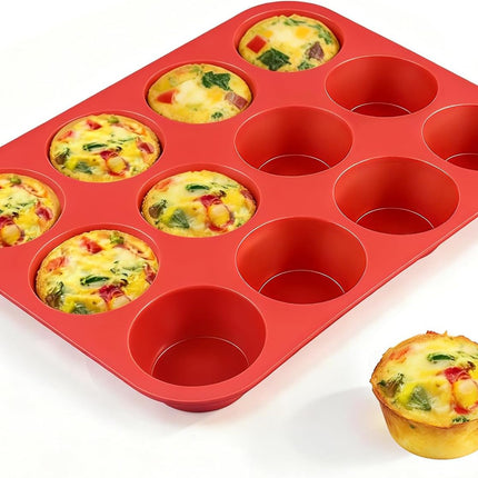 12-Cup Nonstick Silicone Baking Pan – Regular Size Muffin & Cupcake Mold