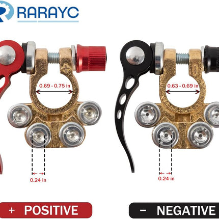 4PCS Military Spec Battery Terminal Connectors, Solid Copper SAE/JIS A Type 12V