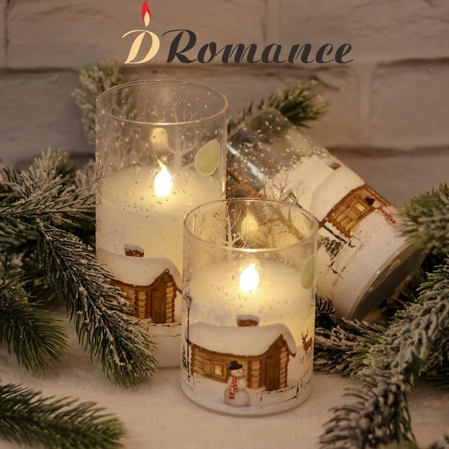 Snowman LED Flameless Candles – Real Wax Pillars 3”,5”,6” with Remote & Timer