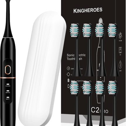 Electric Toothbrush Set – 8 Brush Heads, 4 Modes, Travel Case, 60-Day Battery