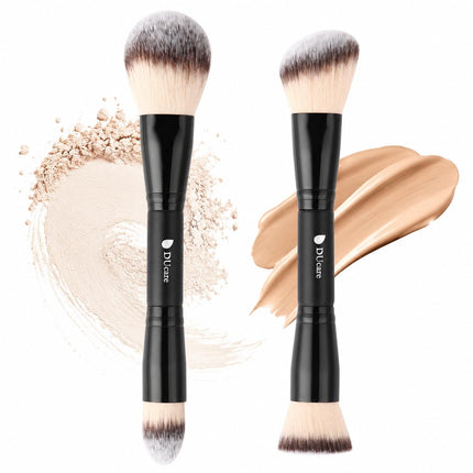 2Pcs Dual-Ended Foundation Makeup Brushes, Powder Buffer & Contour Blending Brushes