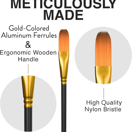 12Pcs Professional Artist Paint Brush Set for Watercolor Oil Acrylic Painting