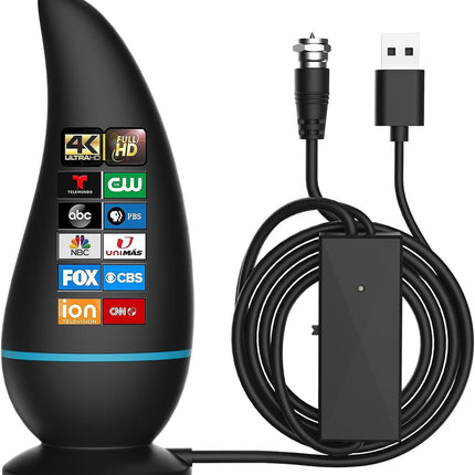 HD TV Antenna – 560+ Mile Range with Signal Booster & Magnetic Base