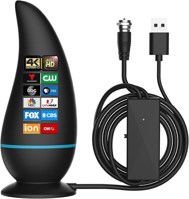 HD TV Antenna – 560+ Mile Range with Signal Booster & Magnetic Base