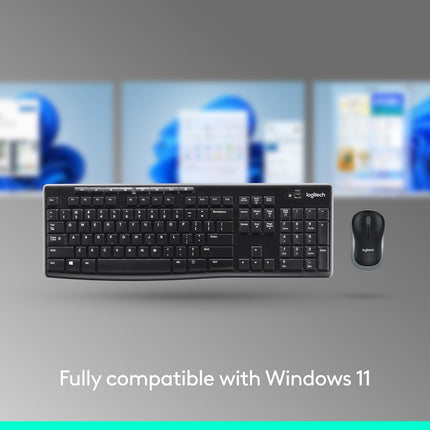 MK270 Compact Wireless Keyboard Mouse Set for PC Laptop with USB Receiver