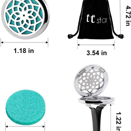 Car Diffuser Vent Clip – 30mm, 3 Lotus Clips, 36 Refill Pads, Metal Aromatherapy