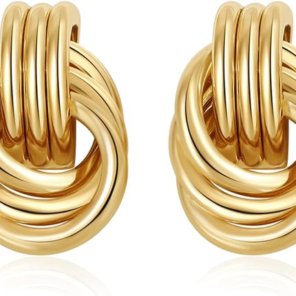 Trendy Gold Plated Knot Earrings for Women – Chunky Dangle, Lightweight & Hypoallergenic