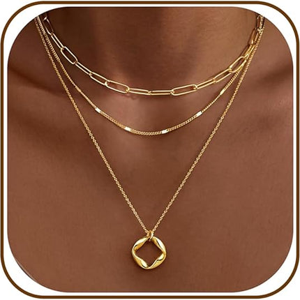 Layered Gold Necklace Set for Women 14K Plated Dainty Pendant Jewelry