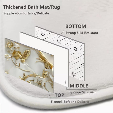 4 Pc White Swan Rose Bathroom Set, Shower Curtain, Bath Mat, Toilet Cover & Hooks