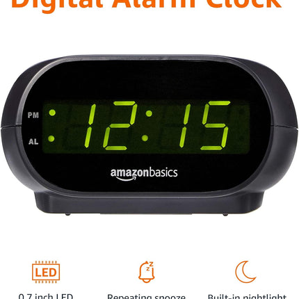 LED Digital Alarm Clock 4.5x3.5x2.4" – Nightlight, Snooze, Battery Backup