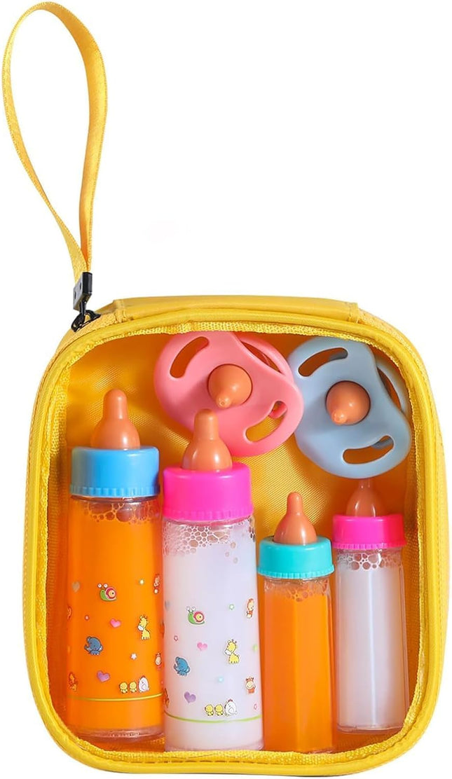 Baby Doll Bottle Accessories – 6 Pcs Feeding Bottles with Disappearing Milk & Juice