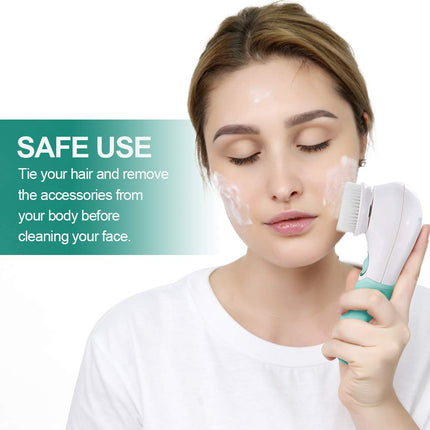 Electric Facial Cleansing Brush 3 Heads 2 Speeds Exfoliating Massage Blackhead Scrubber