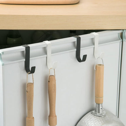 5 Pack Over Cabinet Door Hooks, Black Single Towel Hooks for 3/4" Doors