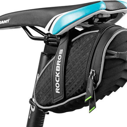 Waterproof Bike Saddle Bag, 3D Shell Under Seat Pack with Reflective Strip, Black