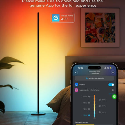 RGBIC Smart Floor Lamp Alexa Enabled Color Changing 1000 Lumen Black