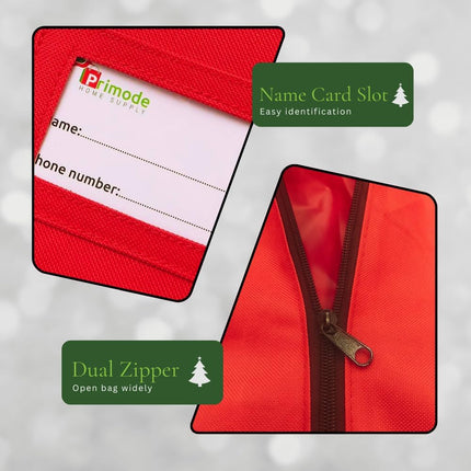 Red Christmas Tree Storage Bag Fits 9ft Disassembled Tree, Heavy Duty