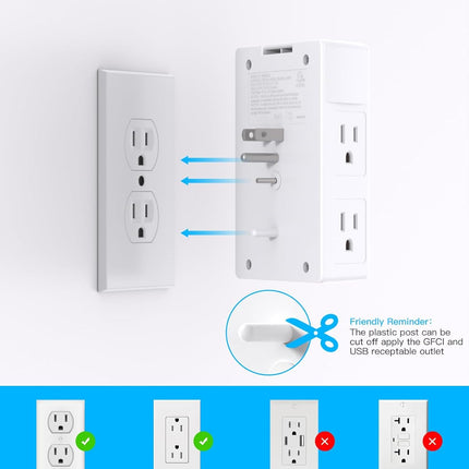One Beat 1680J 3-Side Power Strip – 5 Outlets + 4 USB (USB-C) Surge Protector for Home & Travel