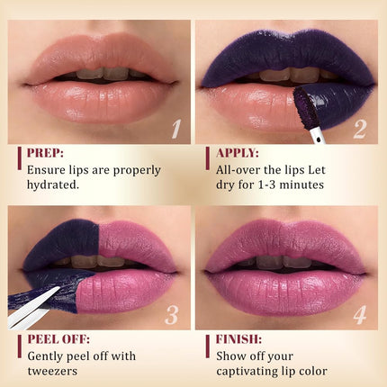 Rose Peel-Off Lip Stain – Matte, Waterproof, Long-Lasting 24H, Shade 02