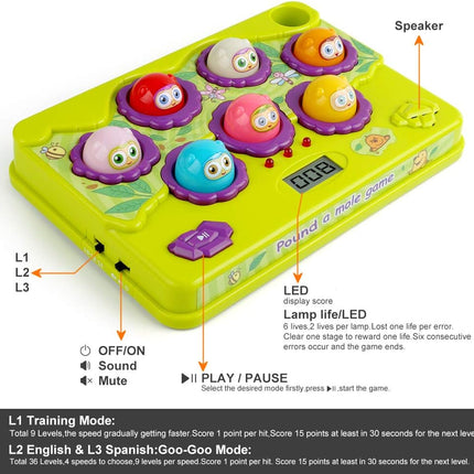 Interactive Pound-a-Mole Game – Light-Up Musical Toy for Kids 3–5