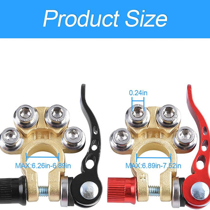 2 Pcs Car Battery Terminal Connectors – 4 Way Quick Release for SAE/JIS Type A Posts