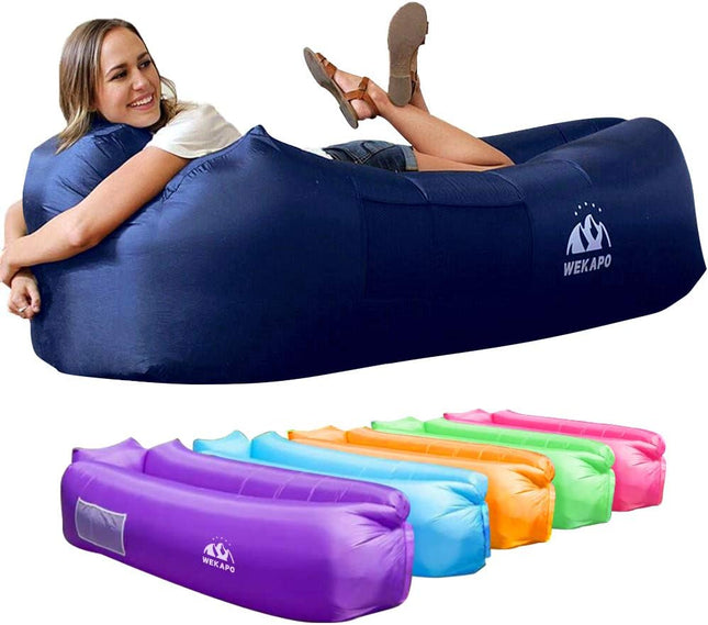 Inflatable Air Lounger Sofa, Lightweight Portable Blow-Up Couch with Pillow Headrest