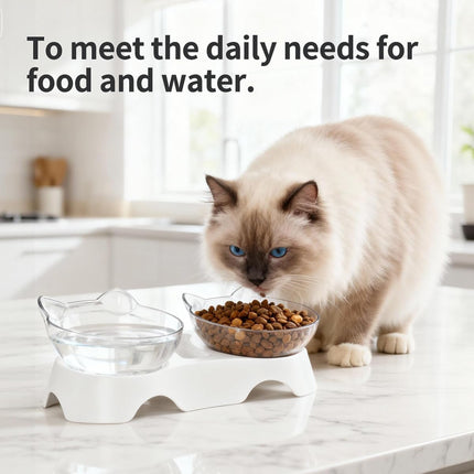 Elevated Cat Bowls – Tilted Anti-Vomiting Bowl for Cats, Puppies & Bunnies