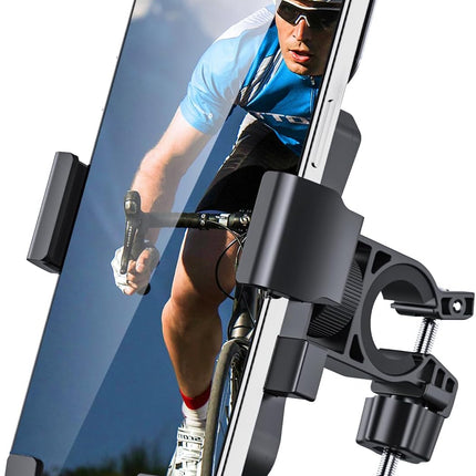 Bike Phone Holder Mount, Secure Handlebar Holder for 4.5-6.8in Smartphones, Black