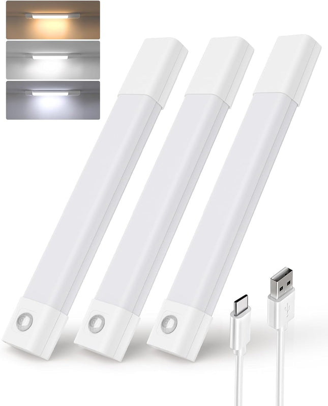 3-Pack Rechargeable Motion Sensor Lights – LED, Dimmable for Bedroom & Pantry