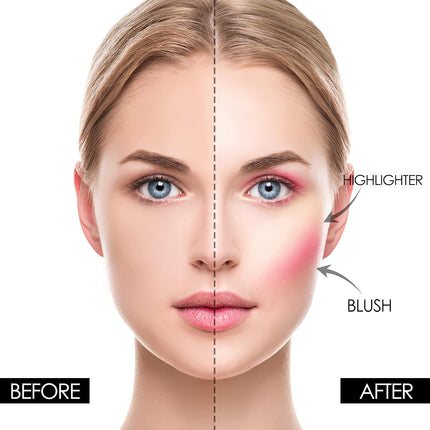 3-in-1 Blush & Highlighter Palette #03, Matte Shimmer Powder Makeup, Cruelty-Free Glow