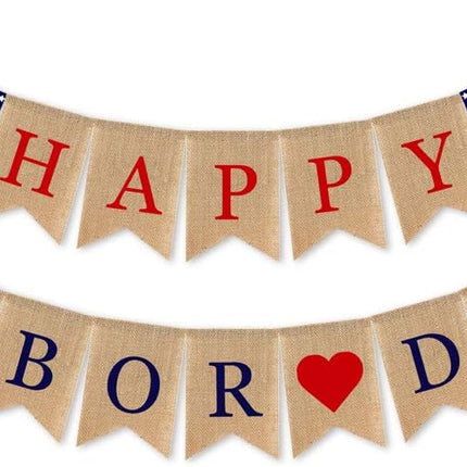 Burlap Happy Labor Day Banner Garland Mantel Fireplace Party Decoration