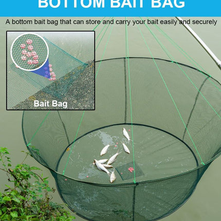Foldable Fishing Net, Nylon Minnow & Crab Trap with Rope, Portable Drop Net