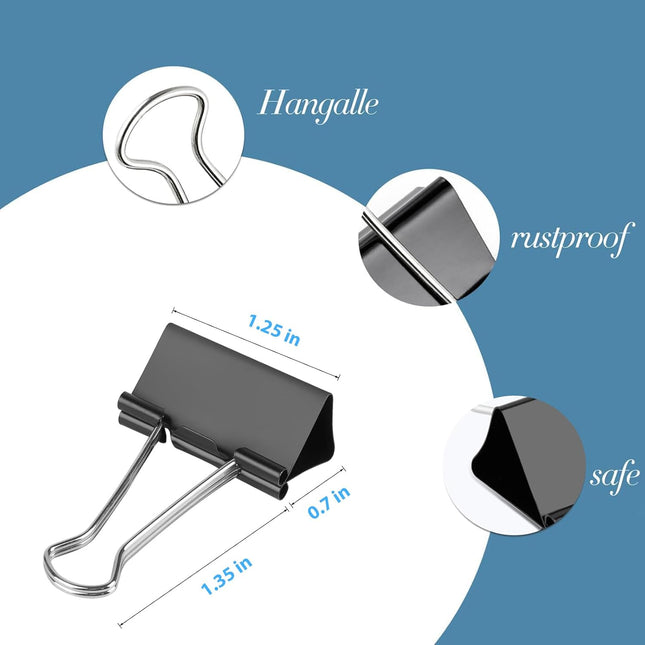 40PCS Medium Binder Clips 1.25 Inch Paper Clamps Office School Supplies