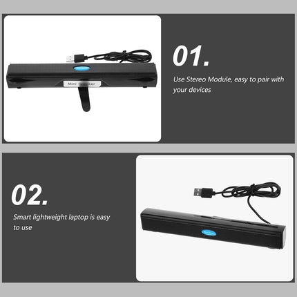 Portable USB 2.0 Sound Bar for TV, PC, Gaming, Projectors, 7.9x1.1 Inch