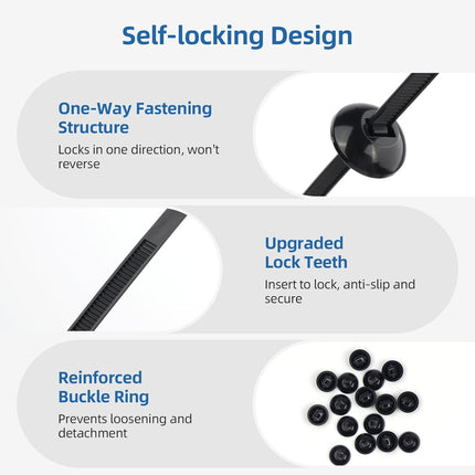 100 Pcs Nylon Cable Tie Buckles – Self-Locking Zipper Clips for Car Repair