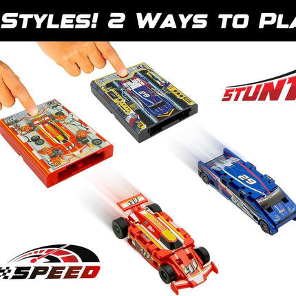 Original Speed Card Racer, Pocket-Size Car Launcher with Rubber Tires, Neon Green