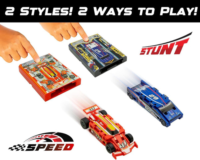 Original Speed Card Racer, Pocket-Size Car Launcher with Rubber Tires, Neon Green
