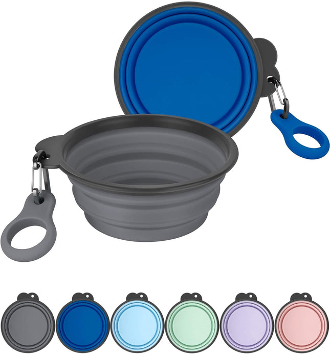 2-Pack Collapsible Dog Bowls with Bottle Carrier – Foldable, 15oz, for Travel