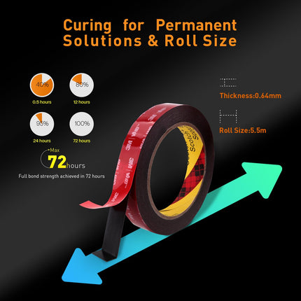 Heavy Duty Double-Sided Tape – 1/2" x 18Ft, 3M VHB 5925 Adhesive for Indoor/Outdoor